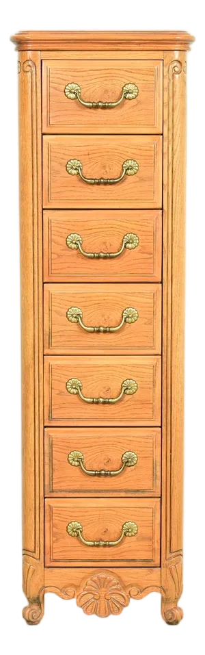 Hickory French Provincial Louis XV Carved Oak Lingerie Chest or Semainier