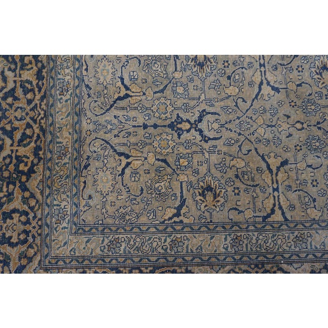 1920s Antique Gray Floral Shah Abbas Room Size Knotted Wool Persian Tabriz Rug For Sale - Image 10 of 11