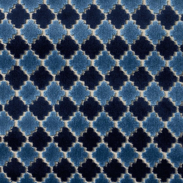 Mediterranean SAMPLE - Schumacher Marrakesh Velvet Fabric In Indigo For Sale - Image 3 of 3