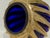 Brutalist Brass Caged Cobalt Glass Twisted Swirl Tea Light Holder MCM Vintage For Sale - Image 4 of 6