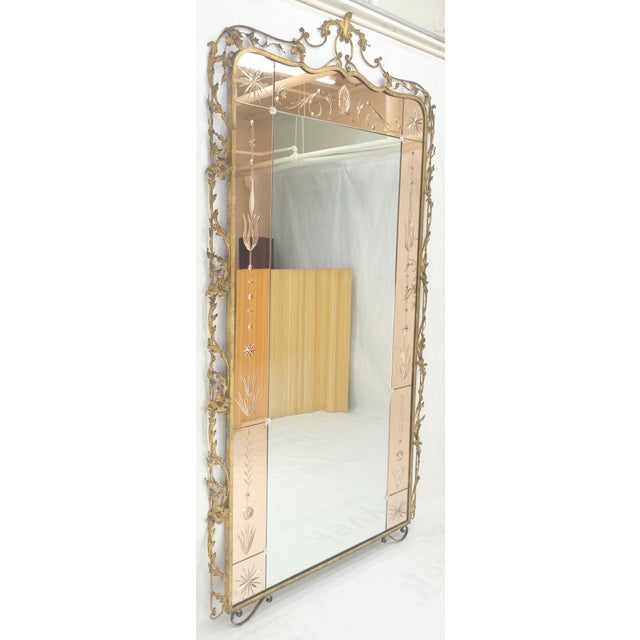 Large Standing 9' Tall Forged Gold Gilt Metal Leafs & Flowers Mirror CLEAN! For Sale - Image 14 of 14