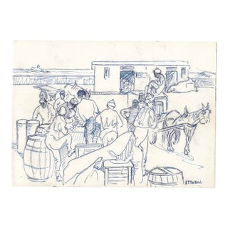 Ivy Attwell Dock Workers Drawing For Sale