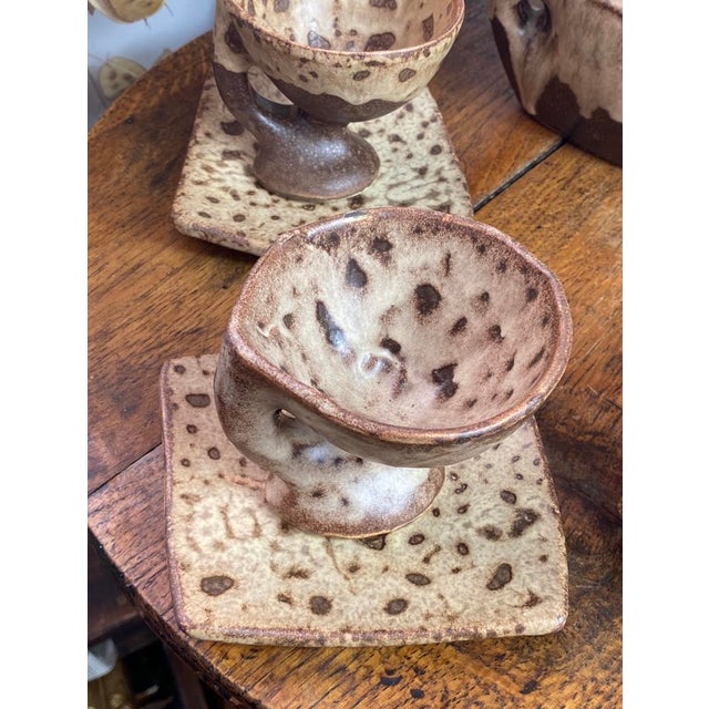 Mid-Century Modern Stoneware Coffee Service from Vallauris, 1970s, Set of 9 For Sale - Image 3 of 15