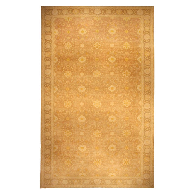 Large Egyptian Modern Gold Wool Rug with Botanical Motif by Doris Leslie Blau For Sale