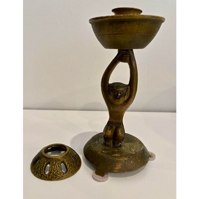 Vintage Bronze/Brass Japanese Candle Holder For Sale - Image 10 of 12