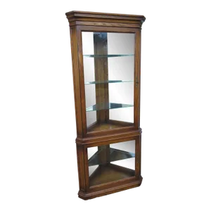 Tall Oak Corner Display China Cabinet Cupboard by Gordon's