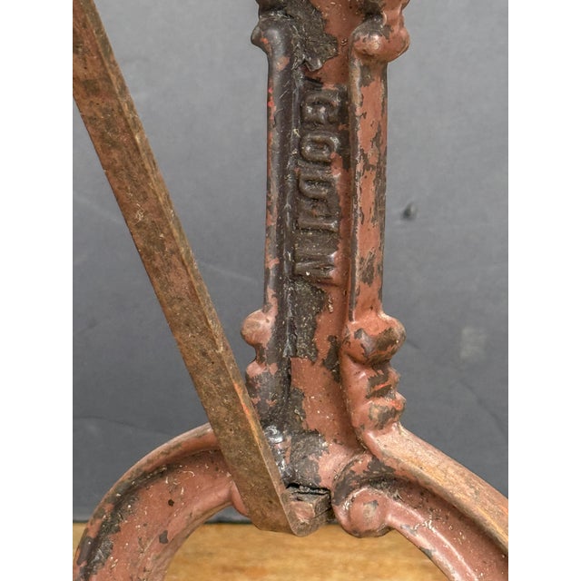 French Bistro Table With Figured White Marble Top and Cast Iron Base For Sale - Image 11 of 12