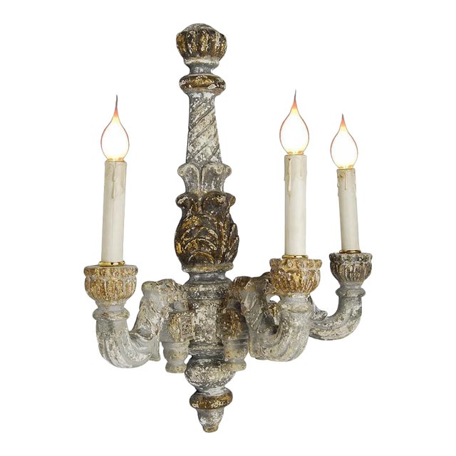 Transitional 3-light Gold Distressed Wall Sconce For Sale