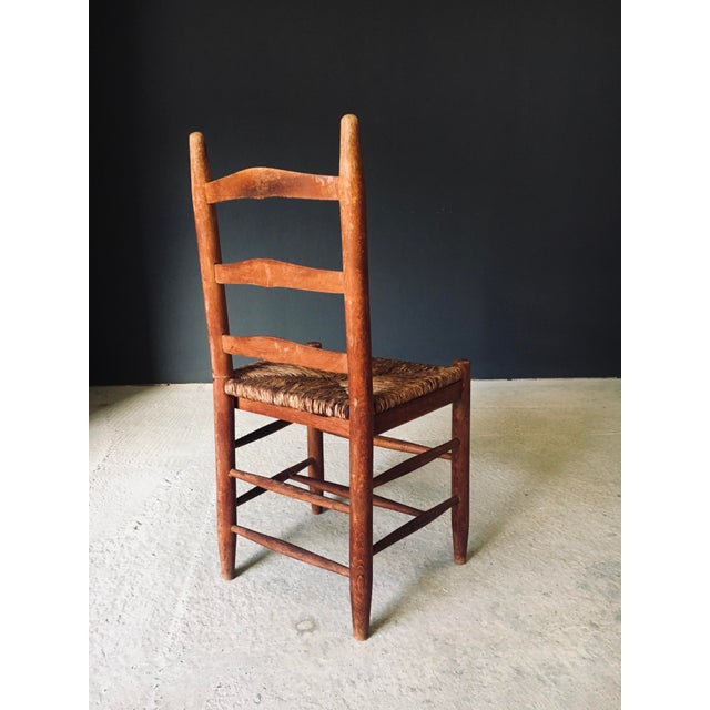 Low Rustic Ladder Back Dining Chairs in Oak and Rush, Belgium, 1950s, Set of 6 For Sale - Image 16 of 18