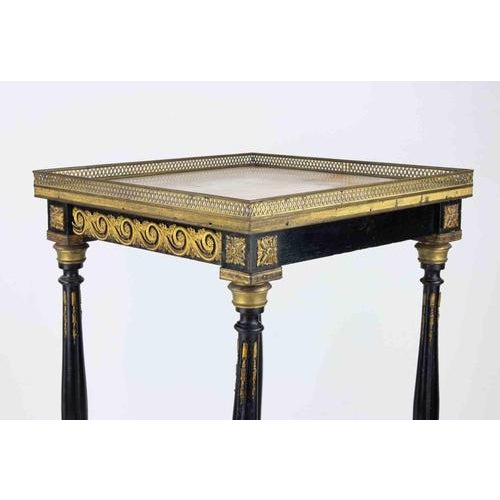 Antique Napoleon III Altana Table in Ebony Wood and Gilded Metal, France For Sale - Image 3 of 7