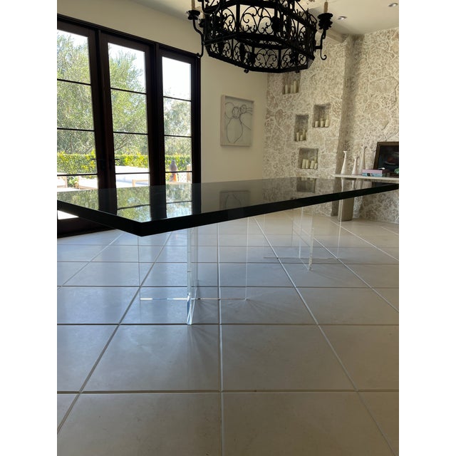 Luxury Black Veneer Attributed to Julian Chichester Modern Dining Room Table Seats 10-12 For Sale In San Diego - Image 6 of 8