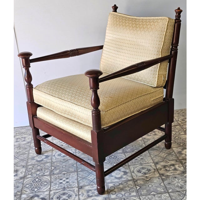 Stickley Mid 20th Century Stickley English Colonial Cherry Valley Collection Lounge Chair and Ottoman Set For Sale - Image 4 of 12