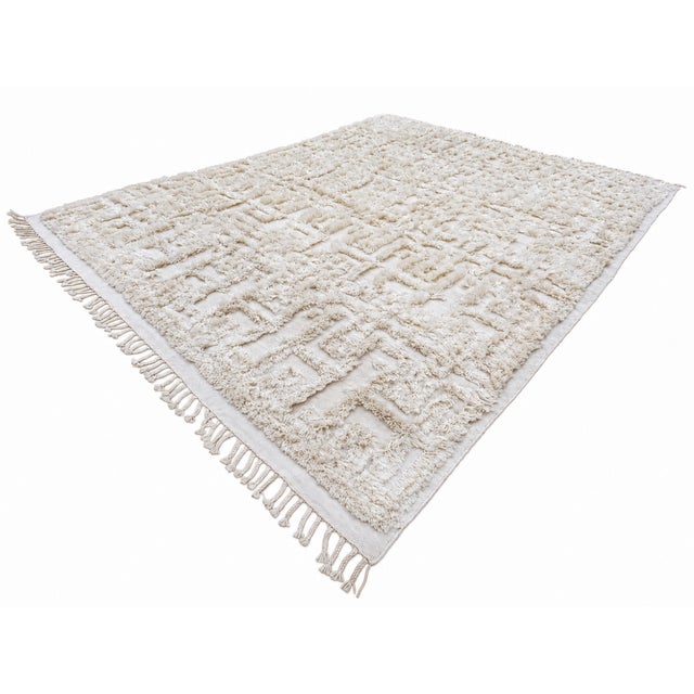 Rh Cabila Wool Rug – 9' × 12' Ivory | 87% Wool & 13% Cotton | Hand-Knotted High-Low Construction (2nd Piece) For Sale - Image 15 of 18