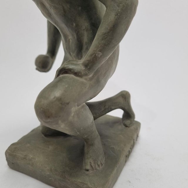 Vintage Terracotta Sculpture Ball Thrower by Róza Pató, 1980s For Sale - Image 4 of 12