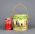 Mid-Century Modern Vintage Majolica Ceramic Biscuit Jar Barrel Wicker Handle For Sale - Image 3 of 10