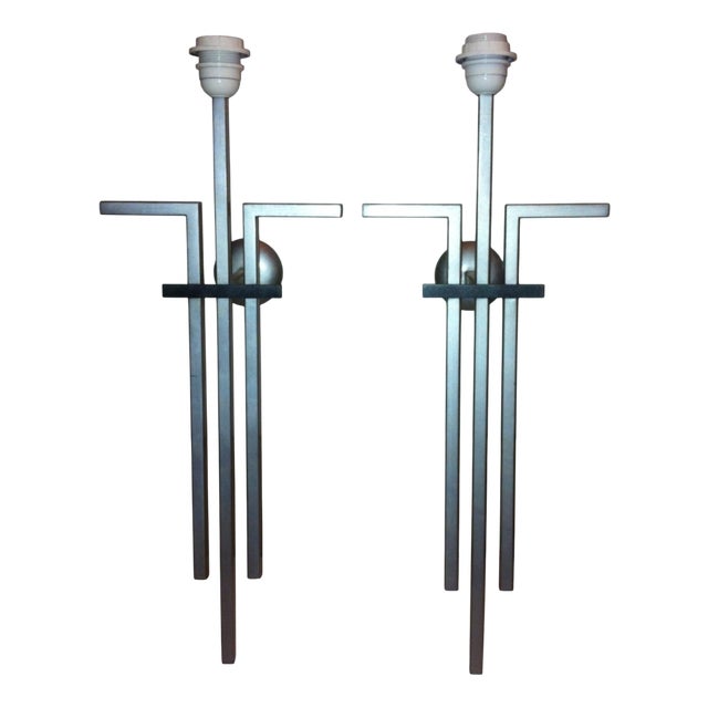 Vintage Geometric Wall Sconces, 1970s, Set of 2 For Sale