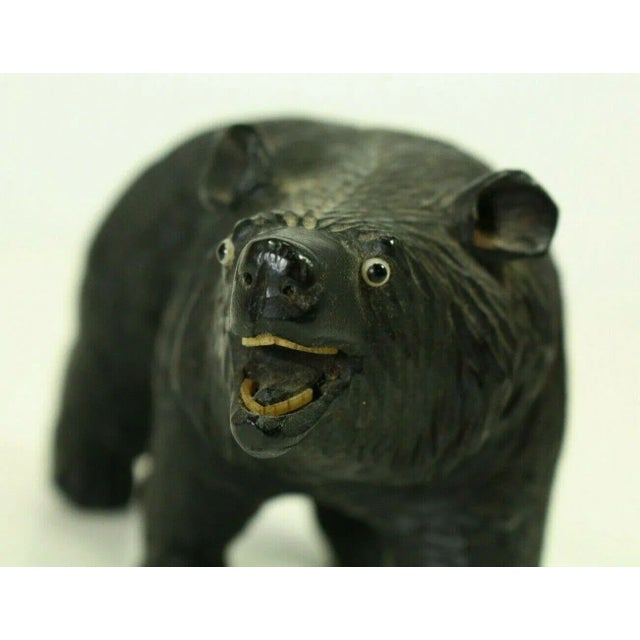 19th Century Black Forest Carved Wood Figurine of a Bear With Glass Eyes For Sale In Houston - Image 6 of 13