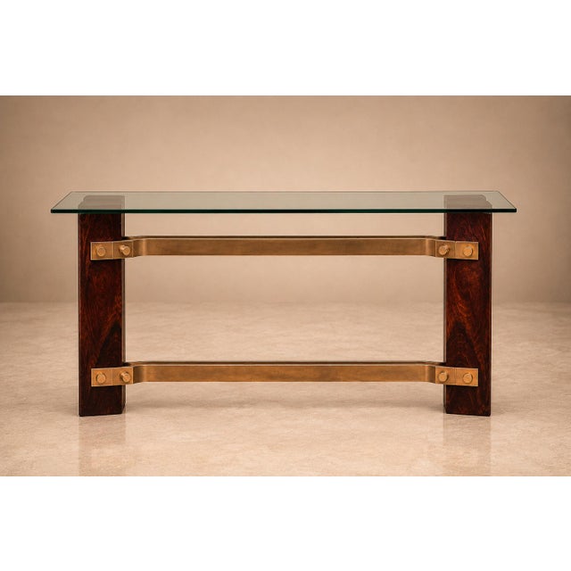 Novo Rumo Brazilian Modern Sideboard in Rosewood, Brass & Glass, Novo Rumo, Brazil, 1950s For Sale - Image 4 of 14