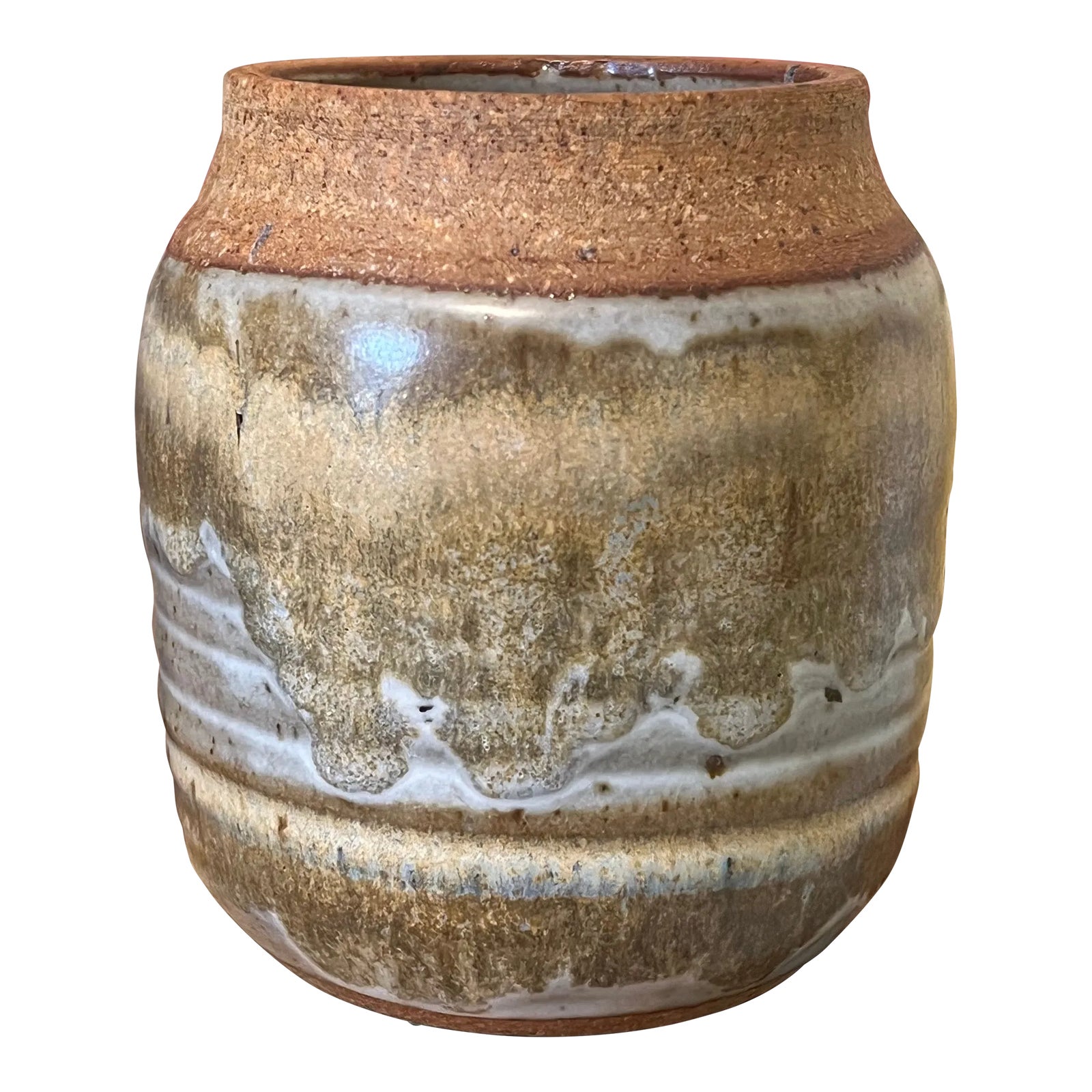 1970s Vintage Signed Studio Pottery Vase With Glaze Details | Chairish