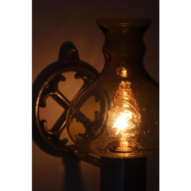 Swedish Hand-Blown Amber Glass Wall Light from Ostling Gnosjö, 1970s For Sale - Image 6 of 15