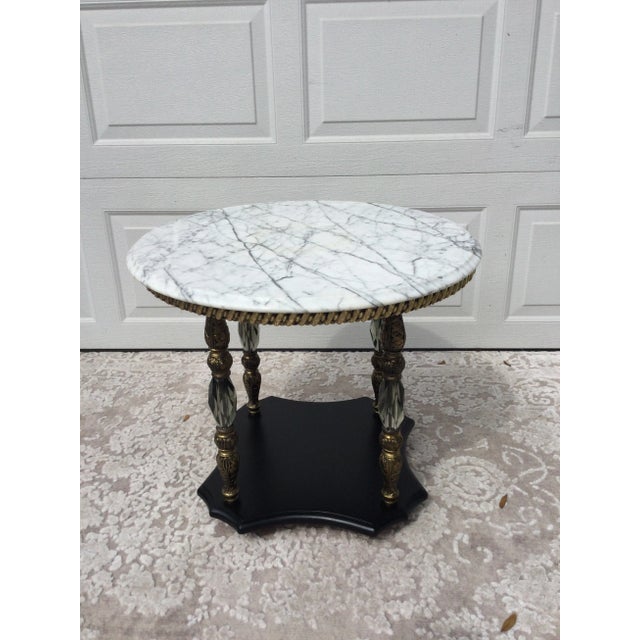 Vintage Palm Beach Style Marble Top Accent Table For Sale - Image 4 of 11