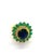 Bochic “Orient” Vintage Diamond, Blue Sapphire & Emerald Ring Set In 18K Gold & For Sale - Image 4 of 18
