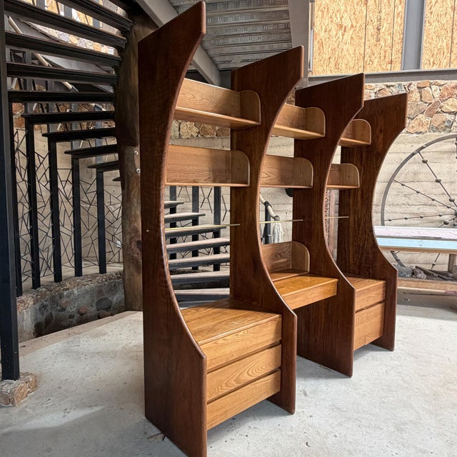 Wood Sculptural Modular Library Wall Unit Desk Gerald McCabe Mid Century Modern For Sale - Image 7 of 15