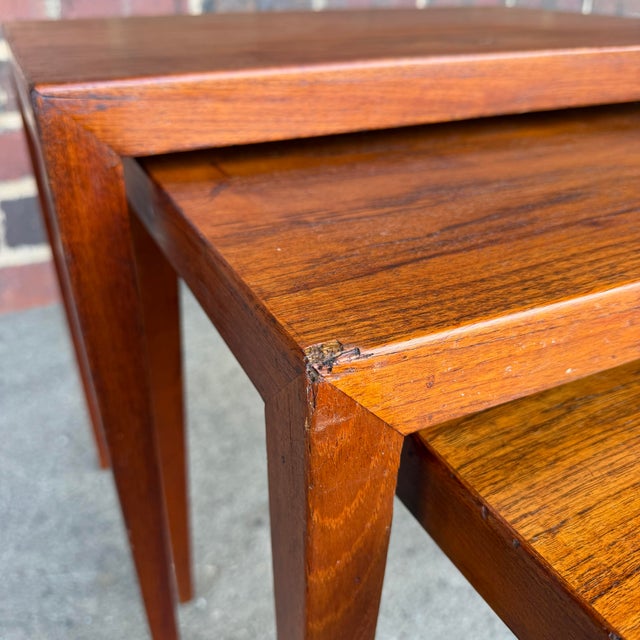 Severin Hansen Jr. Danish Modern Teak Nesting Tables for Haslev, Set of 3 For Sale - Image 9 of 12