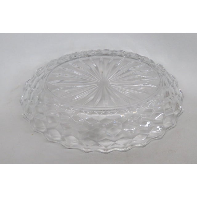 Transparent Fostoria American Line Clear Glass Dish With Cube Pattern Serving Bowl 4829b For Sale - Image 8 of 14
