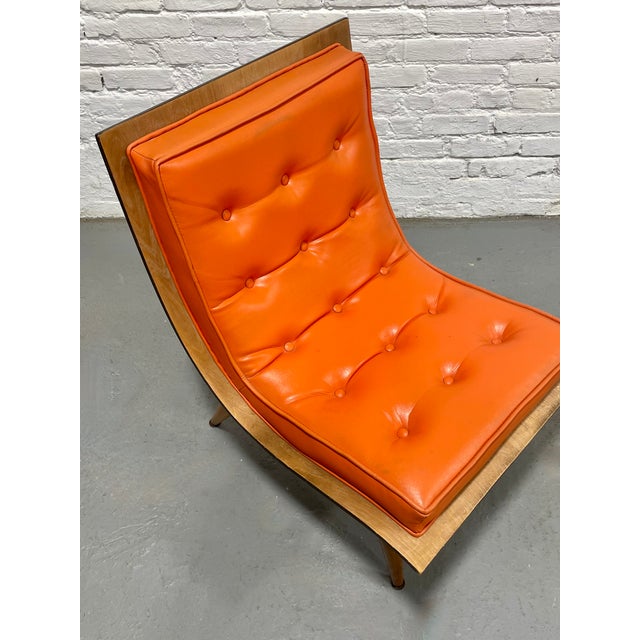 Mid Century Modern Scoop Lounge Chair by Carter Brothers | Orange Tufted Chair, C. 1950's For Sale In New York - Image 6 of 13