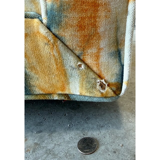 Velvet Tie-Dye Sofa, Attributed to Milo Baughman & Jack Larsen, 1960's For Sale - Image 9 of 9