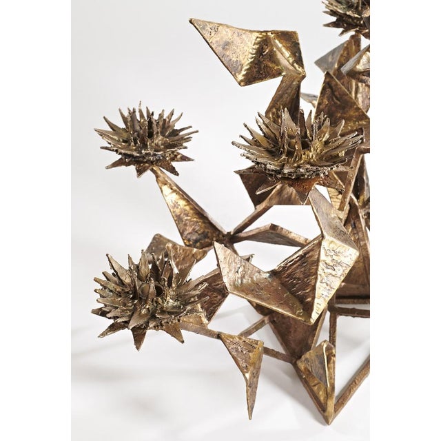 Metal Seven Thistle Candleholders by Hubert Le Gall, Set of 2 For Sale - Image 7 of 8