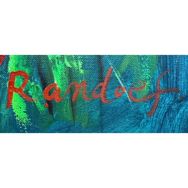 1980s Vintage Signed Expressionist Floral Still Life Oil Painting in Gilt Wood Frame, Circa 1980s For Sale - Image 5 of 7