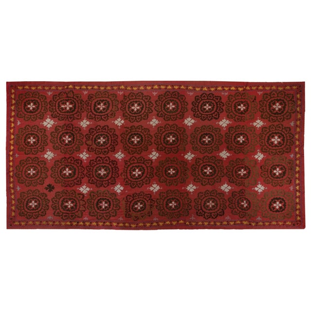 2020s 6.5x12.3 Ft Central Asian Suzani Textile. Embroidered Cotton & Silk Bed Cover For Sale - Image 5 of 5