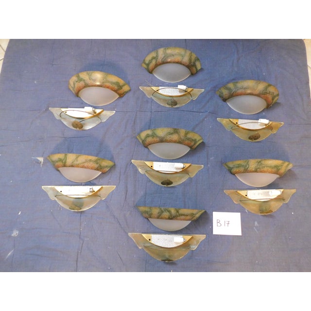 20th Century Murano Uplight Sconce With Green Metal Leaf For Sale - Image 9 of 9