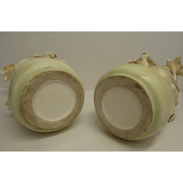 Art Nouveau Porcelain Thistles Vases attributed to Amphora / Riessner, Stellmacher, & Kessel, 1890s, Set of 2 For Sale - Image 15 of 18