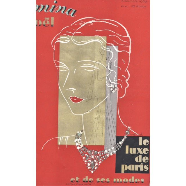 1930 French Art Deco Femina Fashion Magazine Cover Print, Matted For Sale - Image 4 of 5