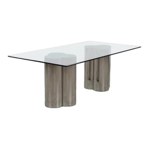 1970s Mastercraft Sculptural Chrome & Glass Pedestal Rectangular Dining Table