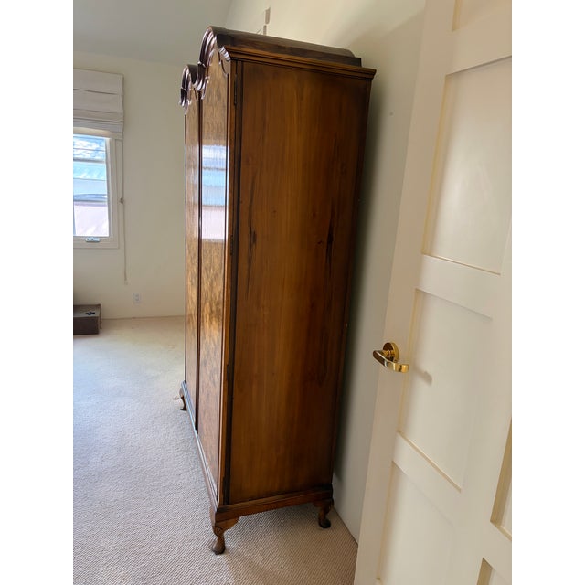 Shabby Chic 1980s Burled Walnut Armoire For Sale - Image 3 of 4