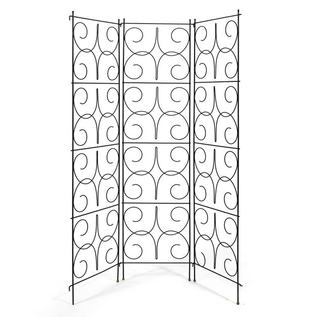 Mid-Century Modern Wire Three-Panel Folding Screen For Sale - Image 3 of 6