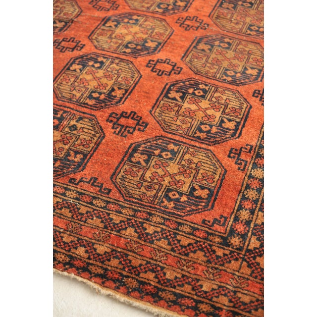 Ersari Burnt Orange, Copper, Rust, Camel & Indigo Square Rug - 8.7 x 9.2 For Sale - Image 11 of 13
