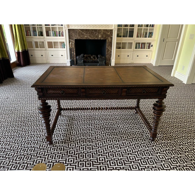 Brown Late 20th Century Portuguese Rosewood Office Desk For Sale - Image 8 of 11