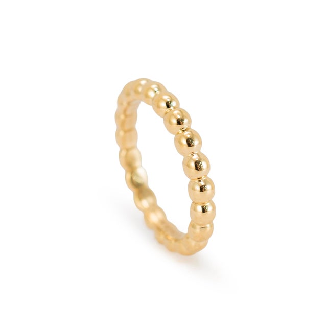 Modern Tiffany & Co. 18k Yellow Gold Comfort-Fit Shank Ball Ziegfeld Beaded Band Ring, Size 5 For Sale - Image 3 of 8