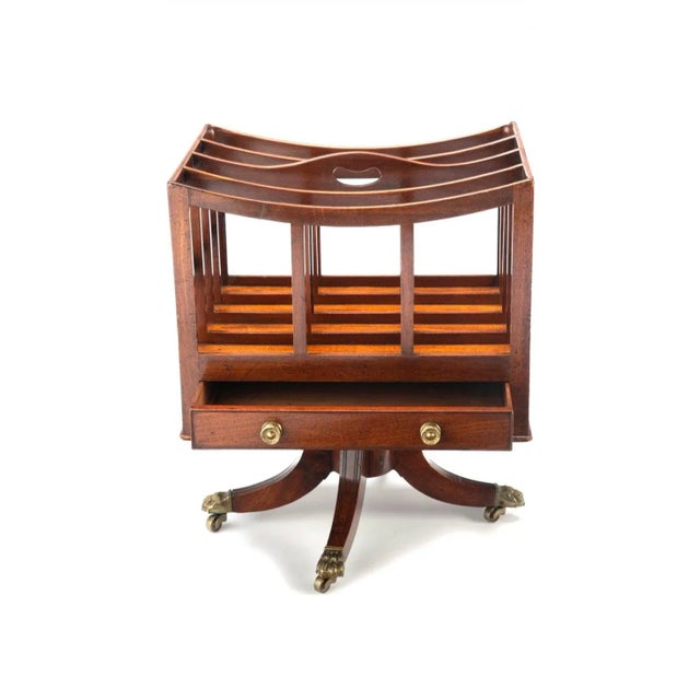 English Early 19th Century English Regency Era Mahogany Canterbury Revolving Bookcase Magazine Rack For Sale - Image 3 of 9