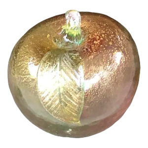 Vintage Mid 20th Century Murano Italian Art Glass Barbini Gold Flecked Apple