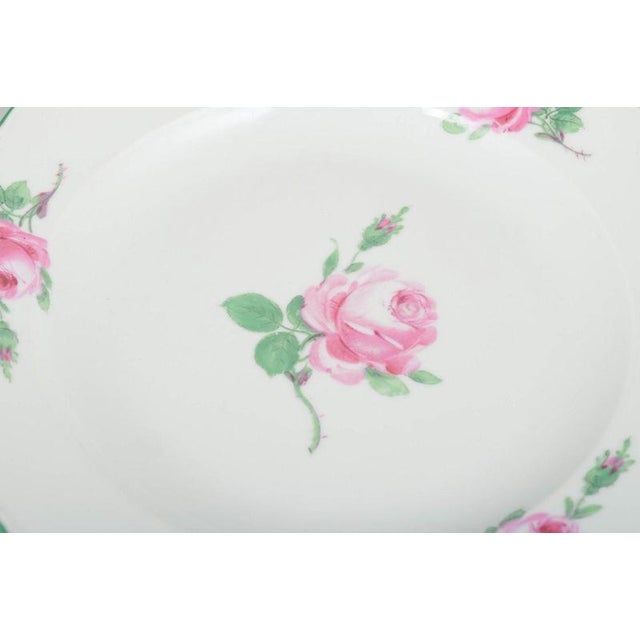 Porcelain Dinner Plates with Pink Roses Pattern from Meissen, 1930s, Set of 2 For Sale - Image 3 of 5