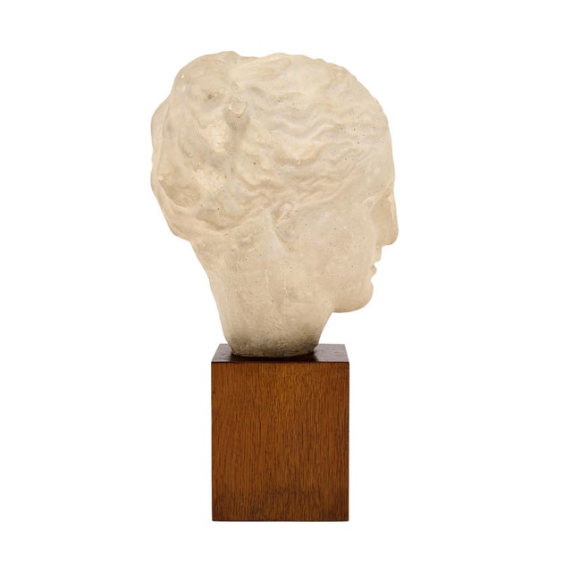 French Art Deco period Hygieia sculpture made of plaster and supported by a wood base. This bust is a reproduction of the...