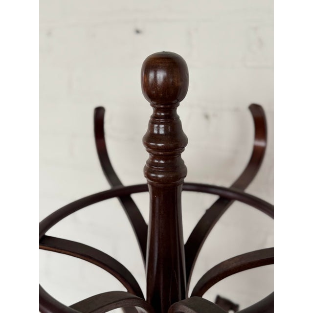 Stately Thonet-style mahogany bentwood coat & hat rack/hall tree in very good vintage condition. Measures 72" tall and...