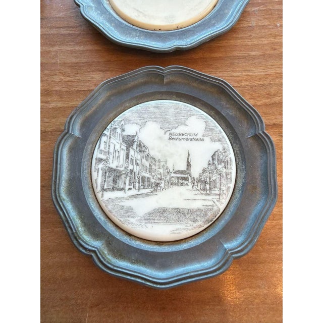 Vintage Georg Vetter Pewter and Porcelain Coasters Set of 8 German Landmarks For Sale - Image 12 of 13