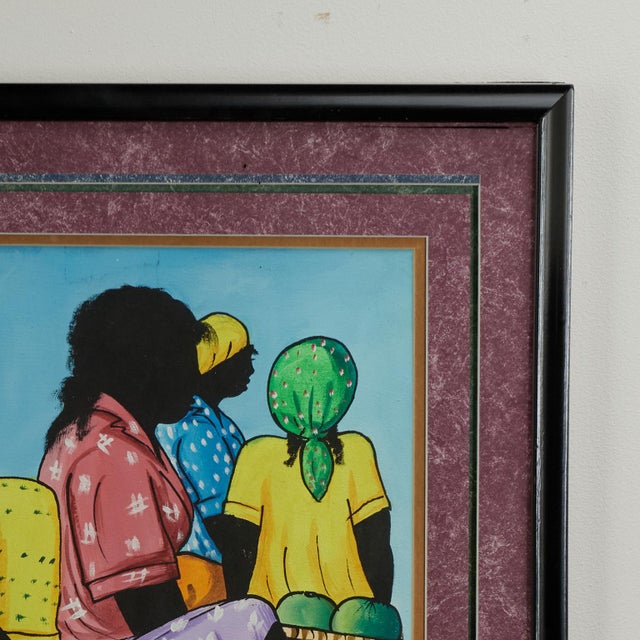 Pearson Vintage Jamaican Folk Art Painting of a Market With Figures and Fruit by C. Pearson For Sale - Image 4 of 10